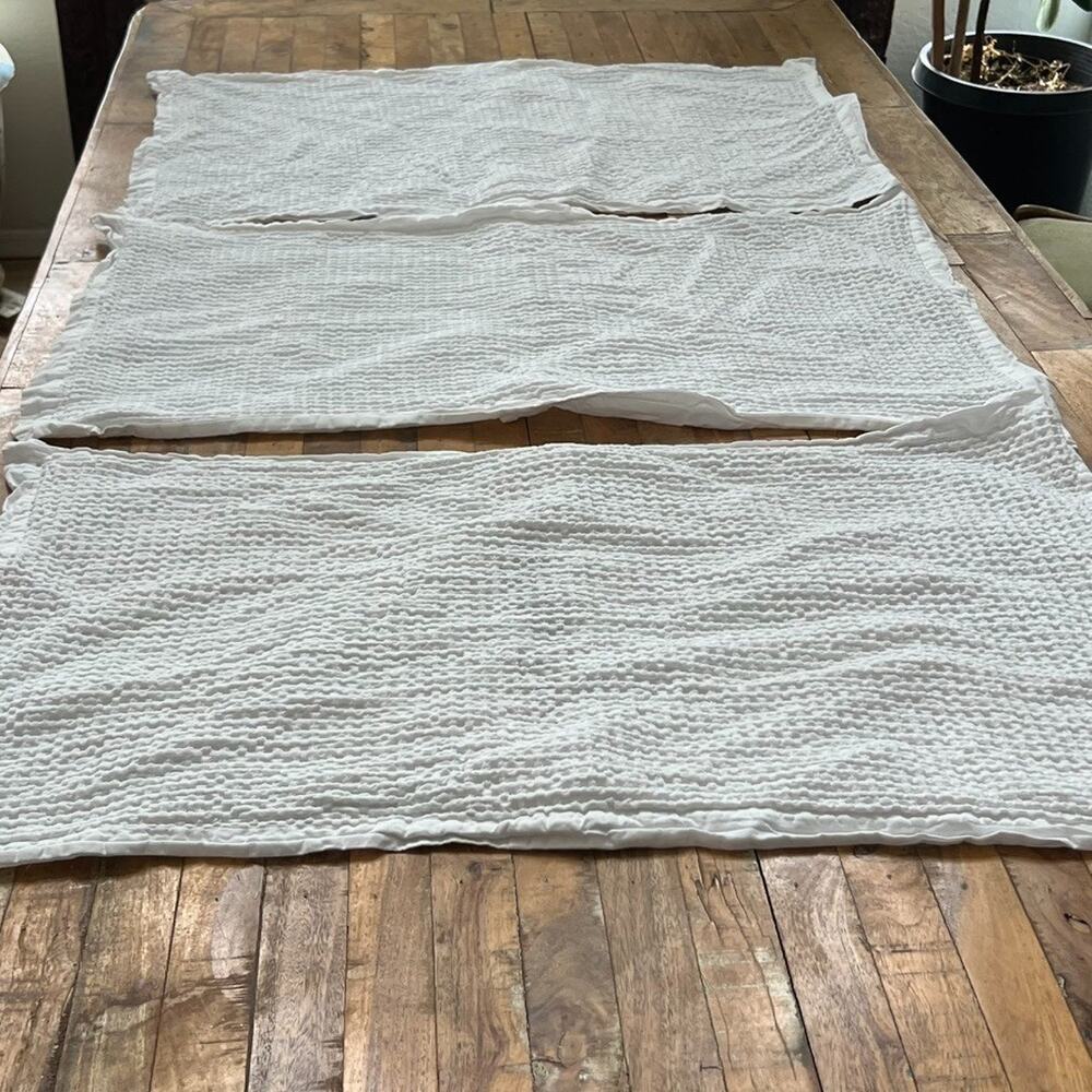 Bedsure Pillow Shams Set of 3 Waffle Pattern 100% Cotton White